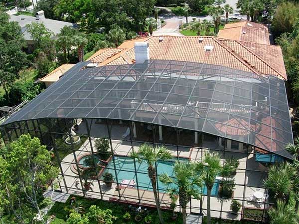 large two story screened in pool enclosure